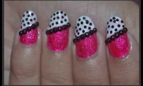 Pink and Black Nail Art / Party Prom Pink and Black nails