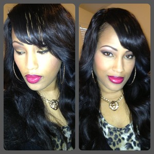 look created using the maybelline color tattoo in Gold Rush, various brown shadows. wet n wild lipstick cherry picking
