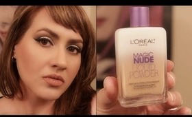 L'OREAL MAGIC NUDE LIQUID POWDER FOUNDATION REVIEW & DEMO (GIORGIO ARMANI MAESTRO DUPE)