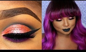 Foiled peach cut crease /matte black lips Make Up tutorial - Queenii Rozenblad