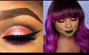 Foiled peach cut crease /matte black lips Make Up tutorial - Queenii Rozenblad