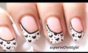 5 Easy steps ★ SUPER QUICK! - Easy Nail art designs in French tip manicure nail polish drawing