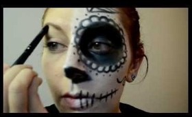 Half Sugar Skull/Half Glam Halloween Makeup Tutorial -