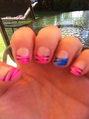 Zebra neon french tip