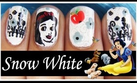 DISNEY PRINCESS NAIL ART DESIGN | SNOW WHITE NAILS TUTORIAL HALLOWEEN KONAD STAMPING BEGINNERS EASY