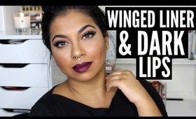 Thick Winged Liner & Dark Lips Makeup Tutorial | MissBeautyAdikt