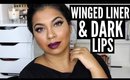 Thick Winged Liner & Dark Lips Makeup Tutorial | MissBeautyAdikt