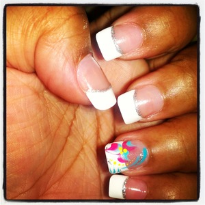 French tips with spring flower 