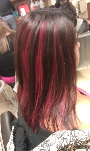 Some pink peek-a-boo panels I did in a friends hair..