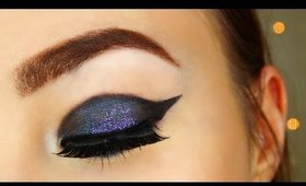 Dramatic Cat Eye Makeup // Blue Glitter Makeup Tutorial