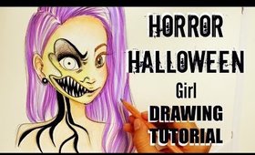 How To Draw ● HORROR HALLOWEEN GIRL