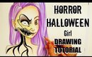 How To Draw ● HORROR HALLOWEEN GIRL