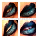 Black and teal ombre lips. 