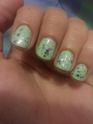 mint green with purple glitter