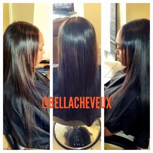 Press and flat iron on extensions 