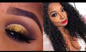 Holiday Glam using Urban Decay Naked HONEY palette ft. African Mall hair