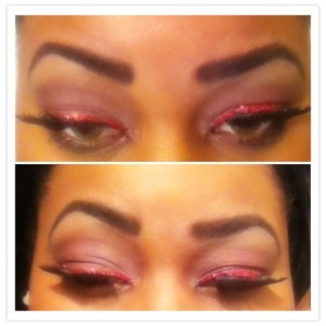 GLITTERY RED LINER WITH MERLOT SHADOW  