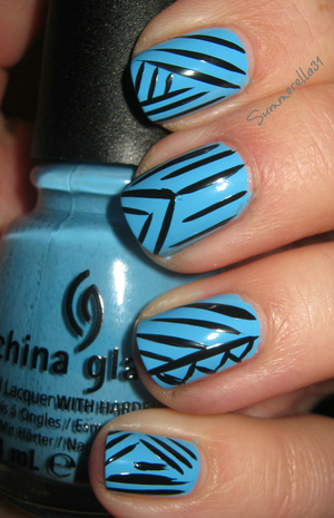 China Glaze Bahamian Escape and black nail art pen