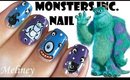 HALLOWEEN NAILS | MONSTERS INC DISNEY CARTOON NAIL ART DESIGN WITH NAIL STICKERS EASY SIMPLE