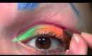 rainbow eye shadow tutorial with blue brows