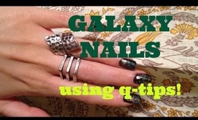 nail tutorial: GALAXY NAILS using q-tips! super easy!!