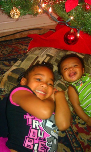 Mya (5) and MJ (3months) Christmas 2011