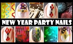 NEW YEAR PARTY NAILS | GLITTER NAIL ART DESIGN TUTORIALS EASY SIMPLE BEGINNERS DECAL FOR SHORT NAILS