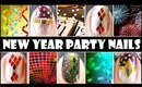 NEW YEAR PARTY NAILS | GLITTER NAIL ART DESIGN TUTORIALS EASY SIMPLE BEGINNERS DECAL FOR SHORT NAILS