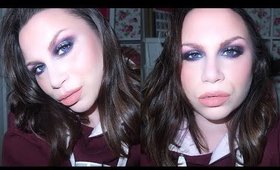 Winter Week Day 1 | Navy Smokey Eyes and Peachy Nude Lips Make-Up Tutorial