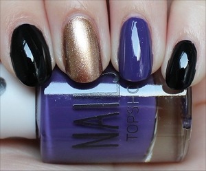Used Deborah Lippmann Fade to Black, Topshop Glimmer & Topshop Late Show. See more of my swatches here: http://www.swatchandlearn.com/nail-art-super-bowl-baltimore-ravens-nails/