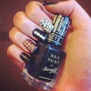 Leopard print and diamonte nails