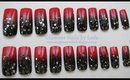 GNbL- Black and Red Ombre with Silver Glitter polish