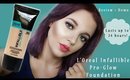 L'Oreal Infallible Pro Glow Foundation Demo + Review