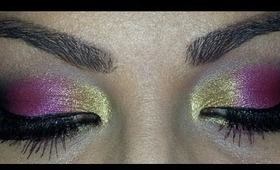 TUTORIAL: Too Faced Pretty Rebel - Sparkly pink, black, & gold eyes