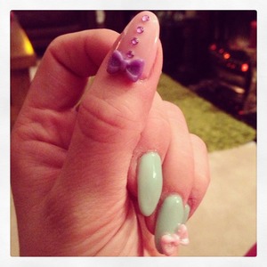 Using just gel polish and 3d bows x