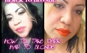 How to:  Go from Black Brown to Blonde  ( Bleaching & Hair Coloring)