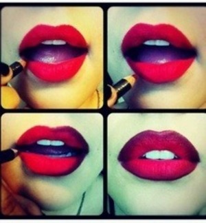 red lip with liner 