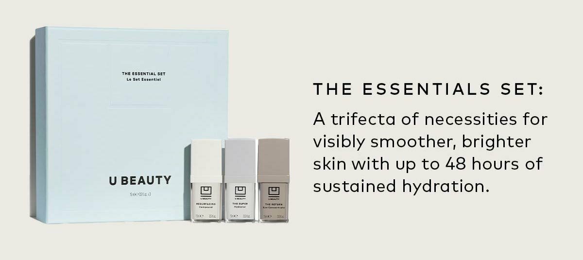 A trifecta of necessities for visibly smoother, brighter skin with up to 48 hours of sustained hydration. Shop the U Beauty The Essential Set on Beautylish.com!