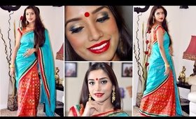 Nabobarsho special Bengali makeup and ethnic OOTD