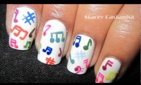 Colorful Music Notes Nail design.