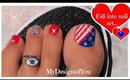 Classic 4th of July Toenail Art Tutorial | Independence Day Pedicure ♥