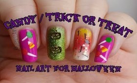 Halloween Candy / Trick or Treat Nail Art | Stephyclaws