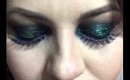 Blue eyes lashes with teal and emerald glitter!
