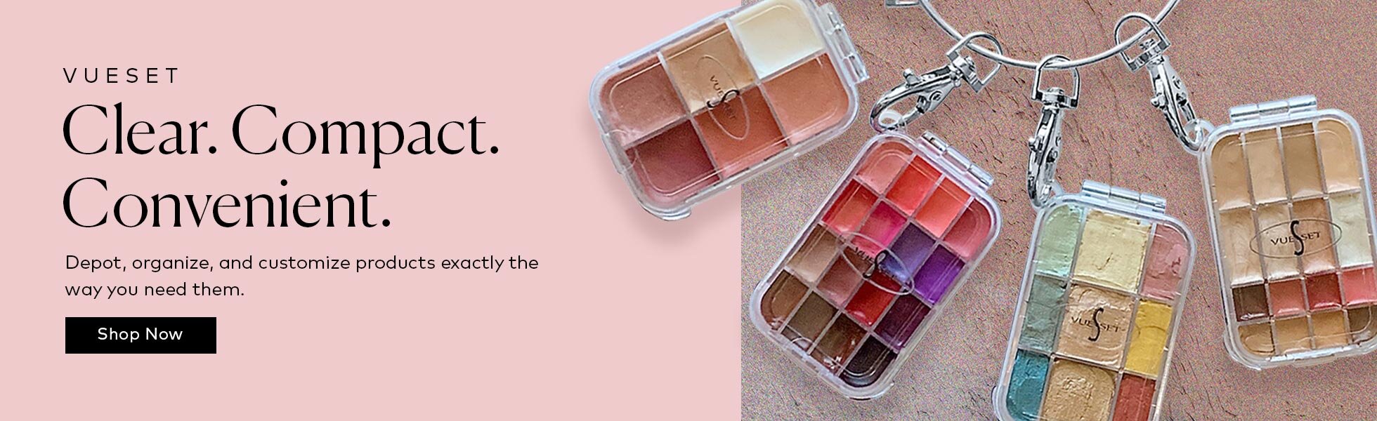Mini, crystal-clear containers let you depot, organize, and customize products exactly the way you need them. Shop the Vueset Minis on Beautylish.com