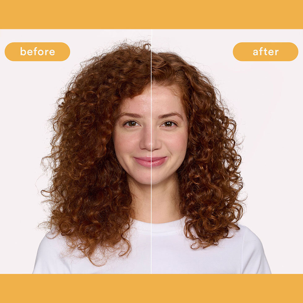 Verb model before and after using the Curl Cream