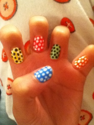 Polka dot nails they didn't come out too good but i I tried 