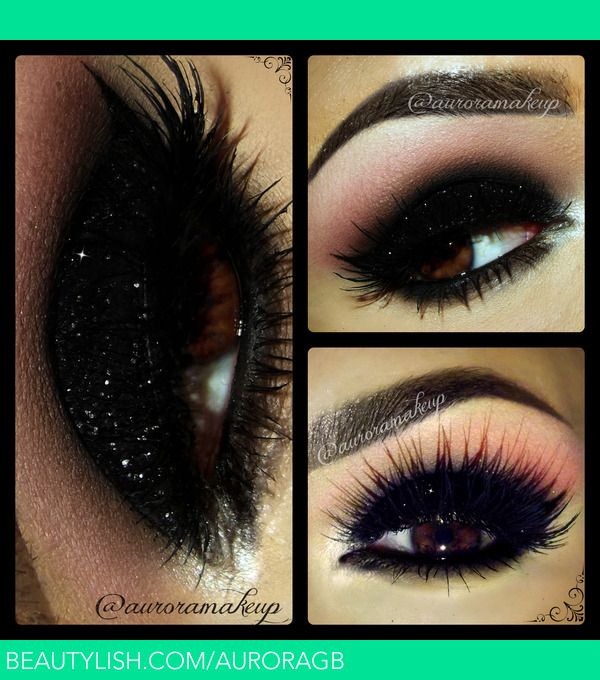Black glitter Smokey Eye tutorial 