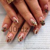 Gold Theme Red Green Nails 