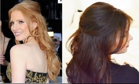 Jessica Chastain Oscars Curled Half Updo Hair Tutorial