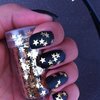 Black Mat Golden Star nails. 💅👑🎀